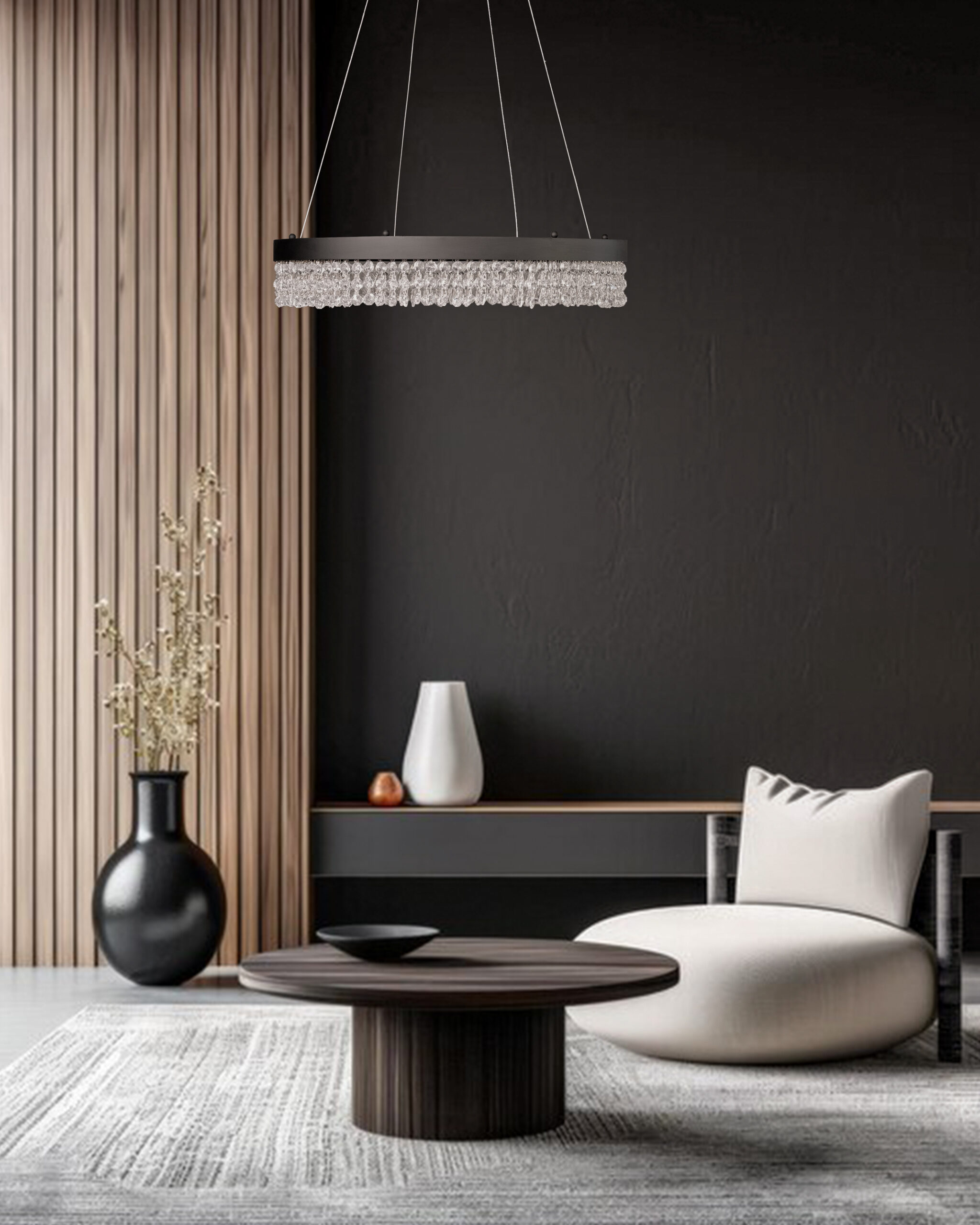 نمای خانه همراه با لوستر کریستالی مدرن