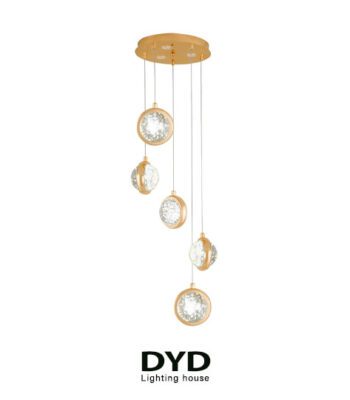 آویز پنج تایی گوی حباب دار مدل کریستالی مدرن