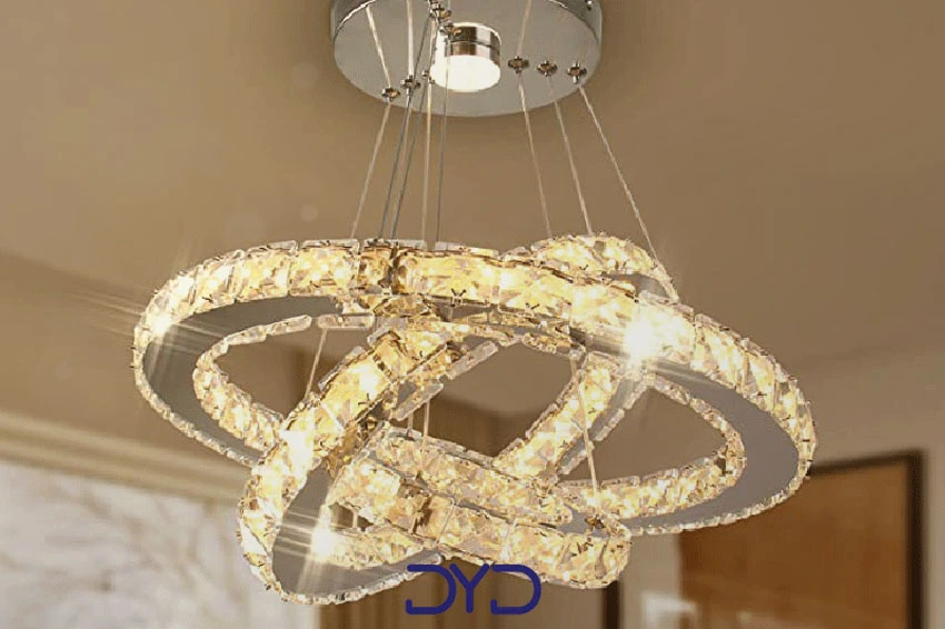 لوستر اویز ۳ حلقه کریستالی