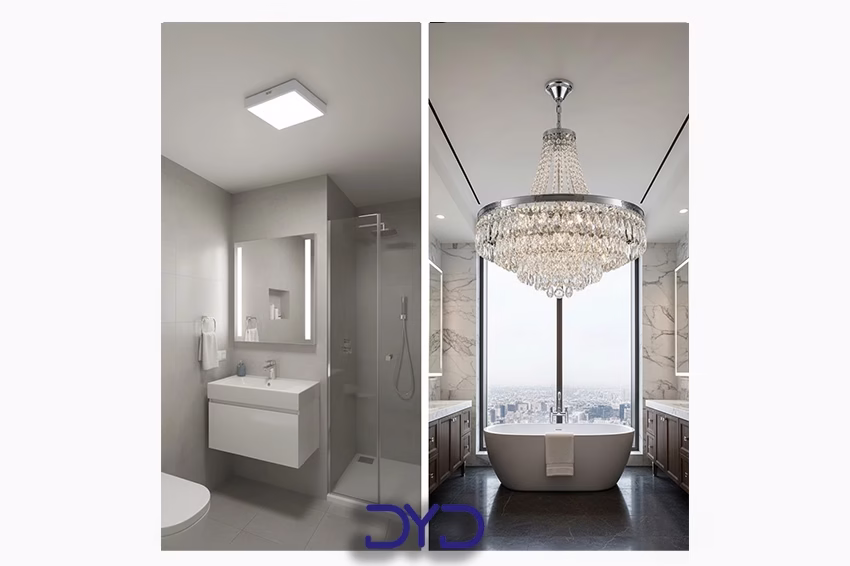 انتخاب لوستر بر اساس اندازه سرویس بهداشتی