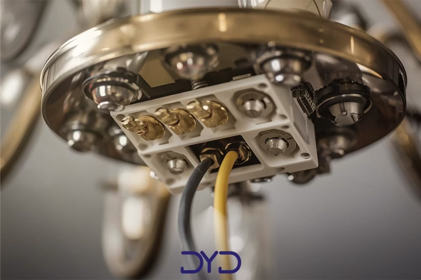 ترمینال و اتصال در نصب لوستر دو پل