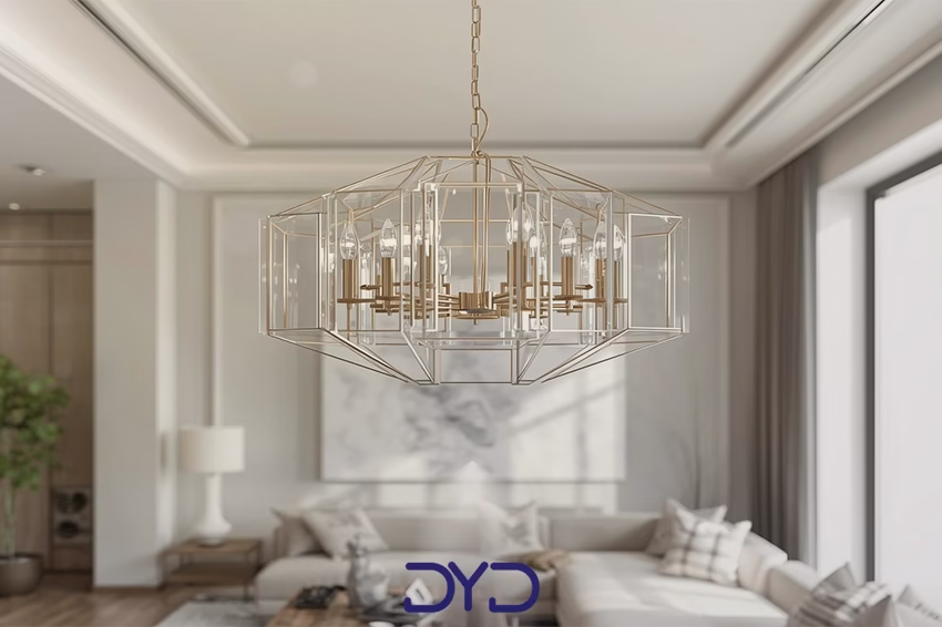 لوستر شیشه ای ساده در خانه مینیمال