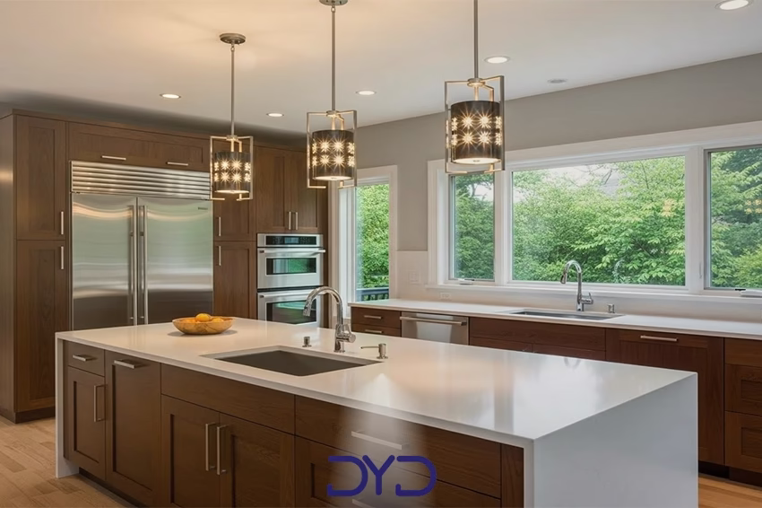 آشپزخانه با آویز های مدرن