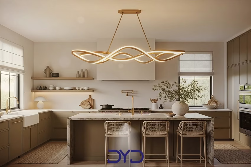 آشپزخانه با لوستر ارگانیک