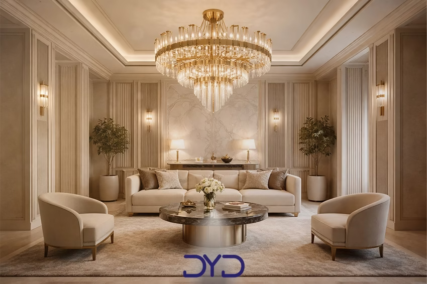 لوستر Art Deco مدرن با خطوط هندسی و فینیش طلایی مات