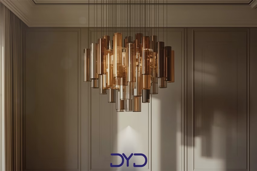 لوستر شیشه دودی با نور فیلترشده و حس لوکس