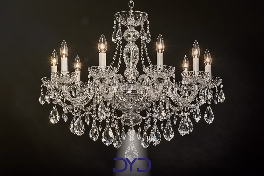 لوستر کلاسیک با کریستال‌های بوهمیا و درخشش عالی