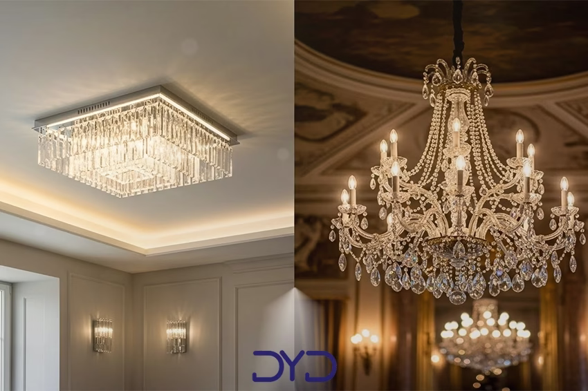 مقایسه ساید بای ساید لوستر کریستالی مدرن و کلاسیک