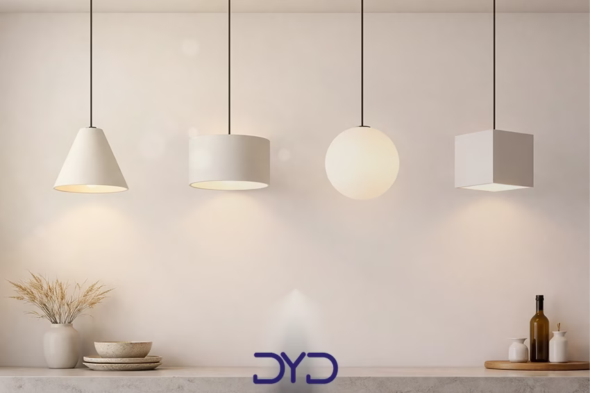 مقایسه لوسترهای شیددار با شکل‌های مختلف شید