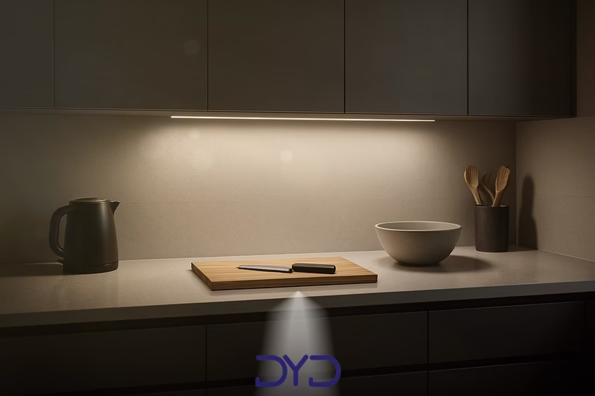 نورپردازی موضعی با نوار LED زیر کابینت آشپزخانه